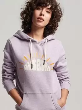 Image of Superdry Vintage Nostalgia Hoodie - Lilac, Purple, Size 10, Women