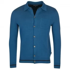 Image of Barbour Mens Aleck Knitted Button Thru Dark Pertol Large