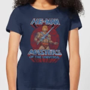 Image of He-Man Distressed Womens T-Shirt - Navy - S