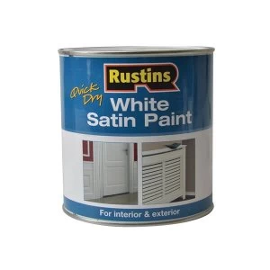 Image of Rustins Quick Dry White Satin Paint 500ml