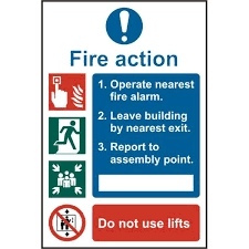 Image of ASEC Fire Action Procedure 200mm x 300mm PVC Self Adhesive Sign