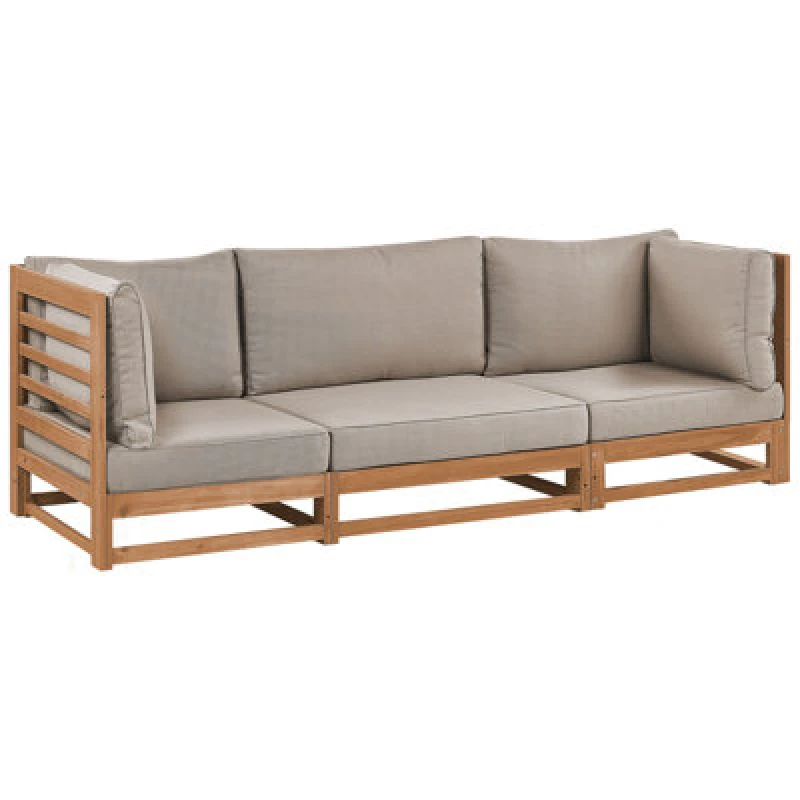 Image of Beliani Garden Sofa 3 Seater Trani Modular Certified Acacia Wood Light Brown