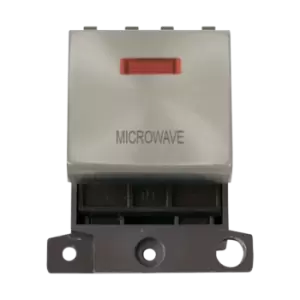 Image of Click Scolmore MiniGrid 20A Double-Pole Ingot & Neon Microwave Switch Satin Chrome - MD023SC-MW