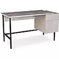 Image of Rectangular Home Workstation Weathered Grey Wood Black Delphi 1360 x 600 x 760mm