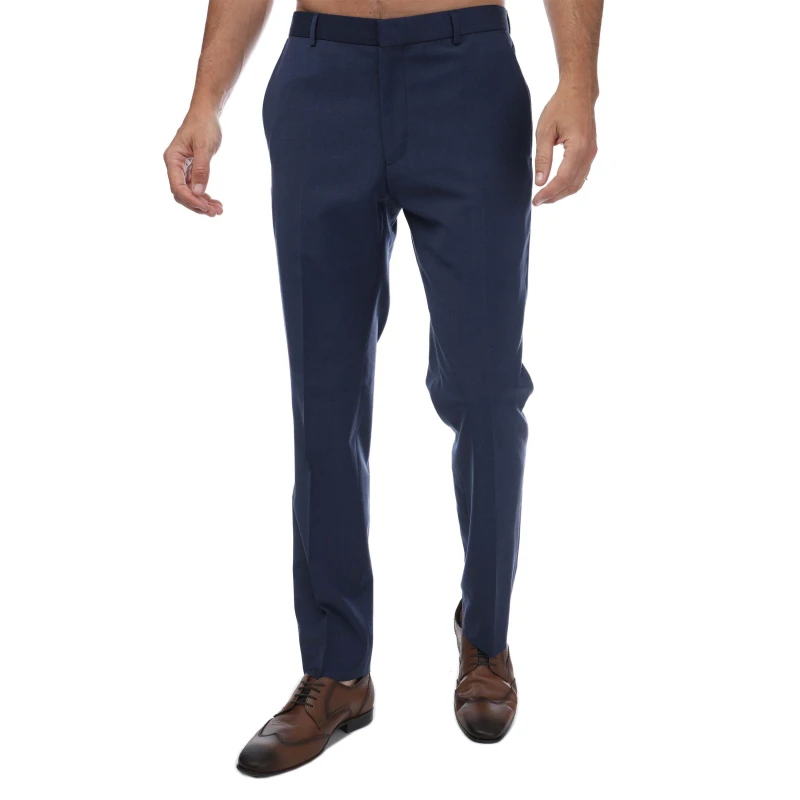Image of Ted Baker Men Premium Blue Panama Slim Suit Trousers Size: 40R Blue 40R Male 5059508280013