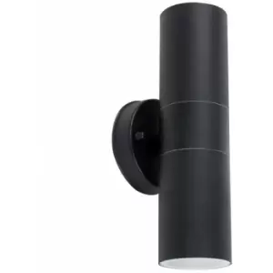 Image of Minisun - 2 x Black Stainless Steel Outdoor Up/Down Wall Lights - No Bulbs