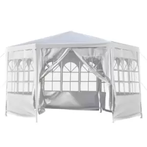 Image of Outsunny 3.9M Outdoor Gazebo Canopy Party Tent With 6 Removable Side Walls - White