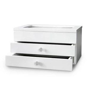 Image of White Beauty Box with Glass Lid M&W