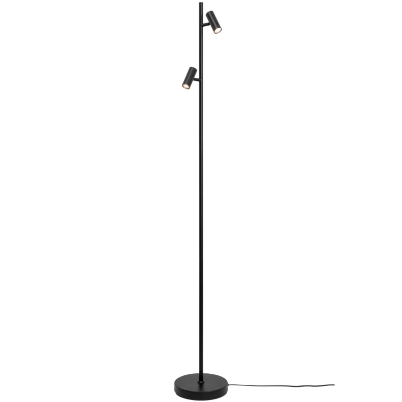 Image of Nordlux Omari Indoor Floor Lamp Black Metal Intergrated LED Adjustable Heads - Mains Powered, IP20 Black Unisex