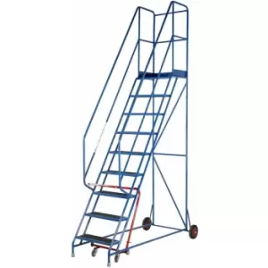 Image of 9 Tread Mobile Warehouse Stairs Anti Slip Steps 3.25m Portable Safety Ladder