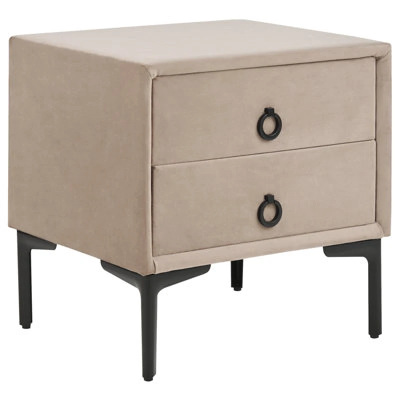 Image of Beliani 2 Drawer Bedside Table Sezanne Velvet Taupe