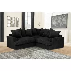 Image of Florexa Modern Jumbo Cord Corner Sofa - Black - Black