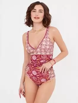 Image of Joe Browns Mexicano Boho Kini -raspberry Multi, Pink, Size 10, Women