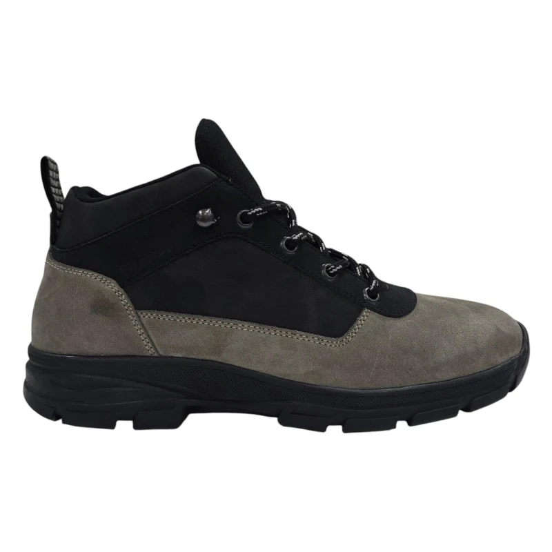Image of Firetrap Mens Delia Premium Leather Ankle Lace Up Hiker Rugged Boots Black/DK Grey male 7 (41)