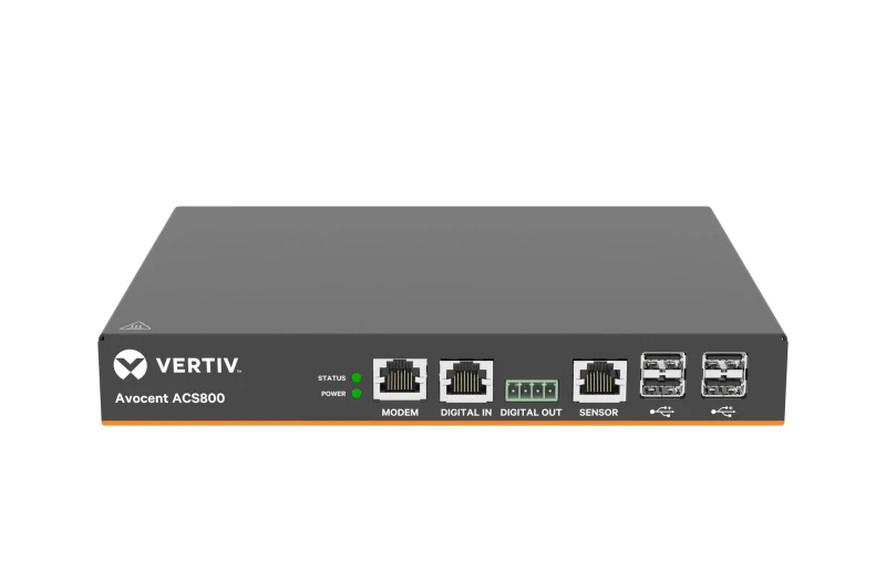 Image of Vertiv Vertiv Avocent 4-Port ACS800 Serial Console with analog modem, external AC/DC Power Brick - Jumper cord: Plug C14 to connector C13 ACS804MEAC-4