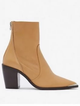 Image of Mint Velvet Amy Camel Leather Ankle Boots - Brown, Size 41, Women