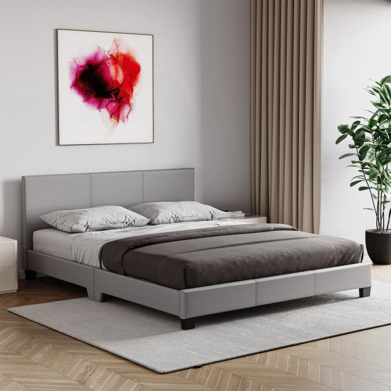Image of Lassic Vida Designs Lisbon Double Faux Leather Bed UKFR Grey unisex Double