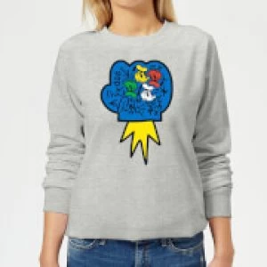 Image of Donald Duck Pop Fist Womens Sweatshirt - Grey - M