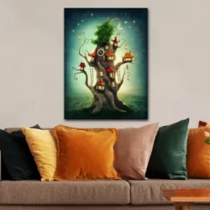 Image of 1113139658_70100 Multicolor Decorative Canvas Painting Teehouse