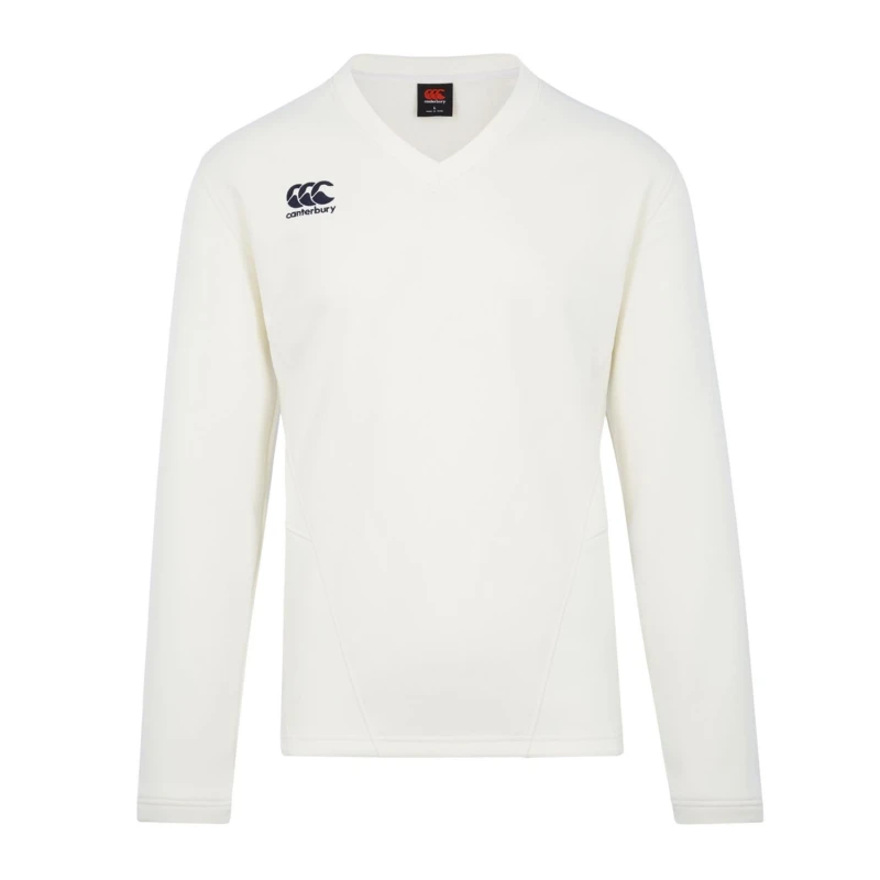 Image of Canterbury Canterbury Men Classic Regular Long-Sleeved Cricket Jumper in White Size: X-Small White XS Male 5063806460848
