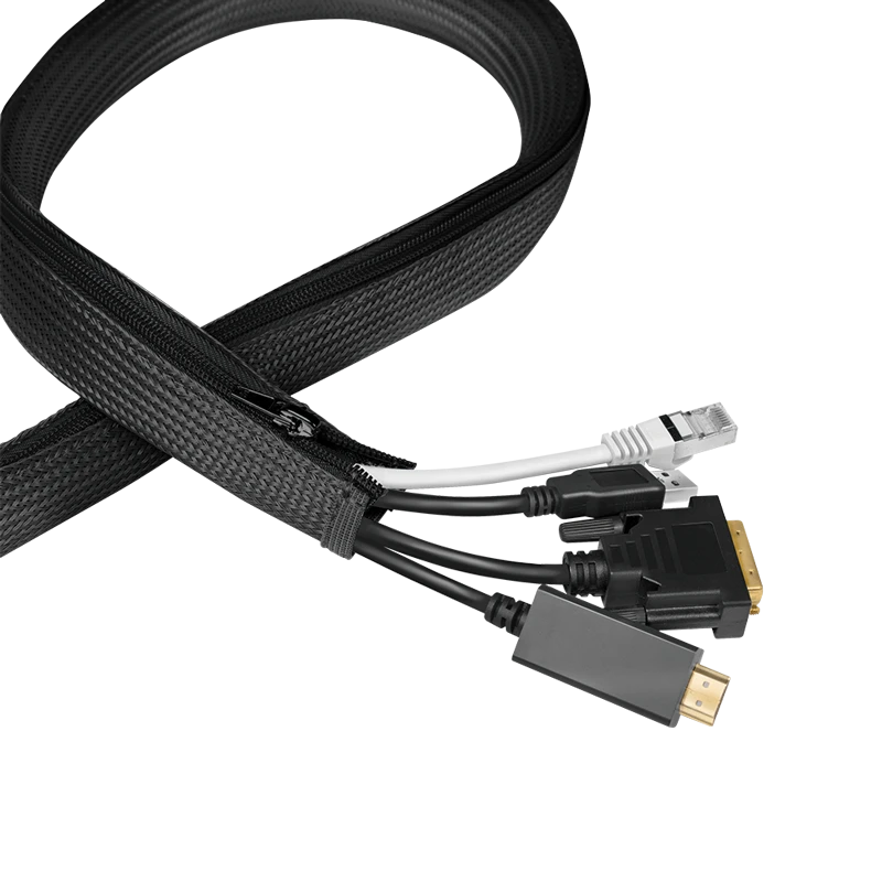 Image of LogiLink Cable sleeve with zipper. Polyester. OD: 30 mm. black. 5 m