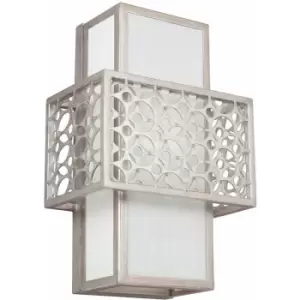 Image of Loops - Wall Light Geometric Stamped Out Frame White Shade Sunrise Silver LED E27 60W