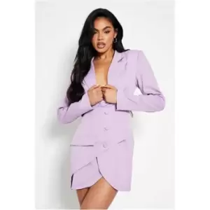 Image of I Saw It First Lilac Asymetric Detail Wrap Blazer Dress - Purple