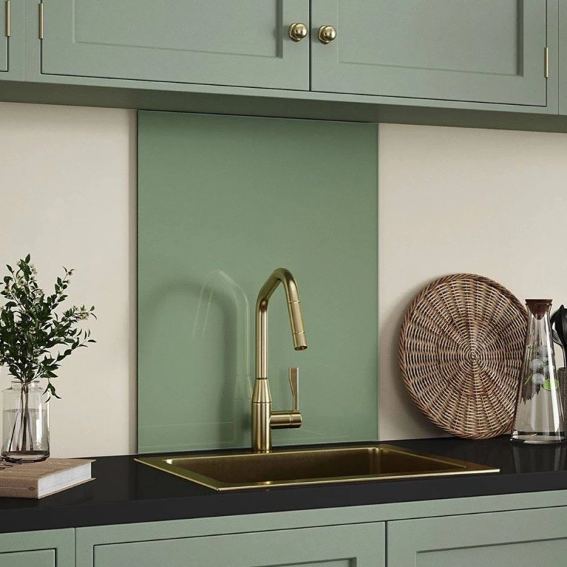 Image of Sage Green Glass Kitchen Splashback 600Mm X 750Mm, Green SB54038