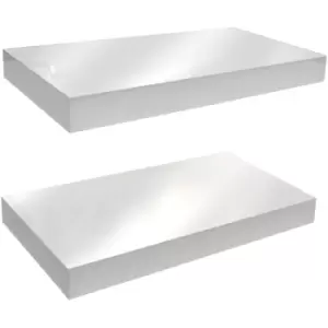 Image of Wall Mounted 40cm Floating Shelf - Pack of Two - White - White
