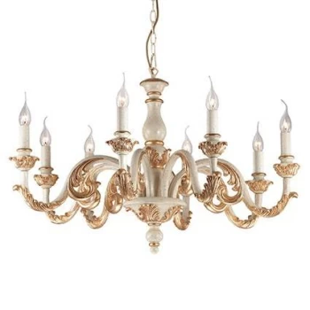 Image of Giglio 8 Light Chandelier Gold, White Finish, E14