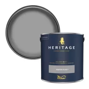 Image of Dulux Heritage Velvet Matt Pewter Plate Matt Emulsion Paint 2.5L