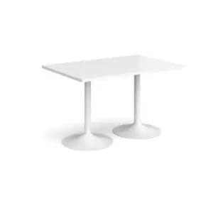 Image of Genoa rectangular dining table with white trumpet base 1200mm x 800mm - white