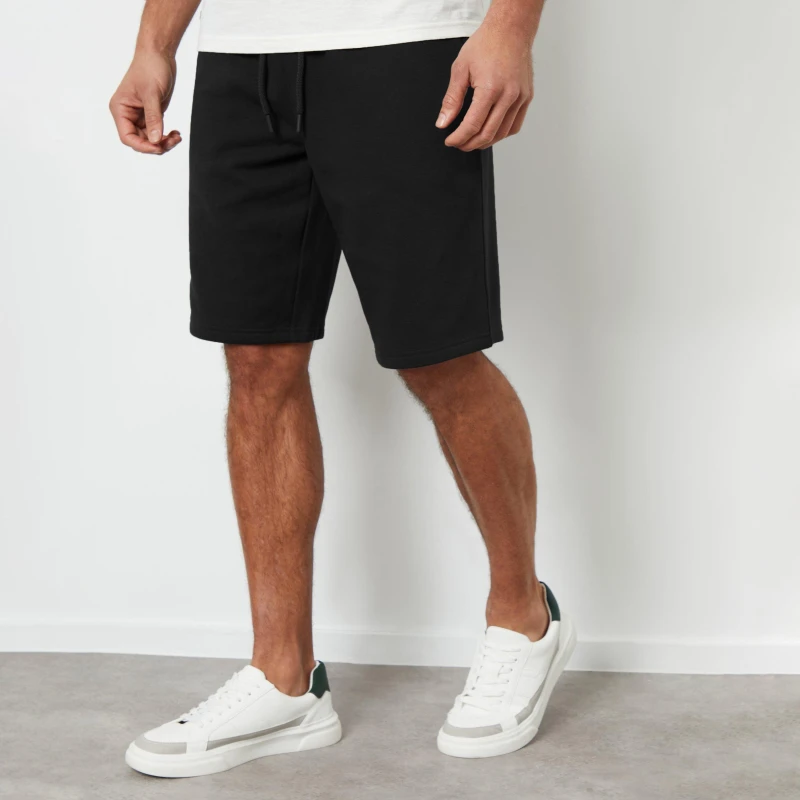 Image of Threadbare 'Wiki' Knee Length Fleece Sweat Shorts Black