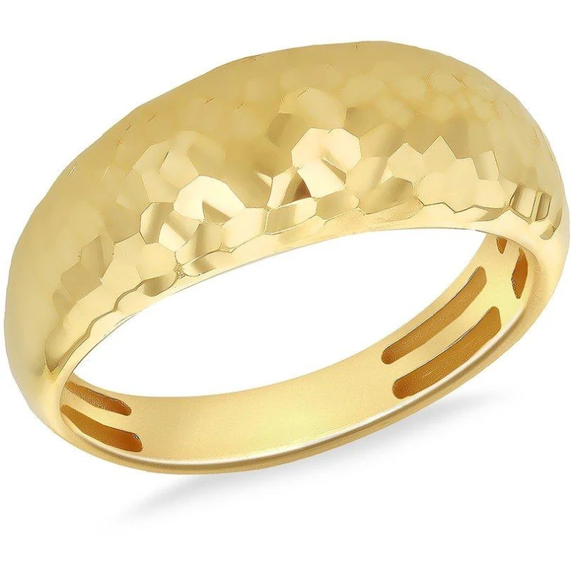 Image of Be You 9ct Gold Diamond Cut Dome Ring Yellow Gold female M