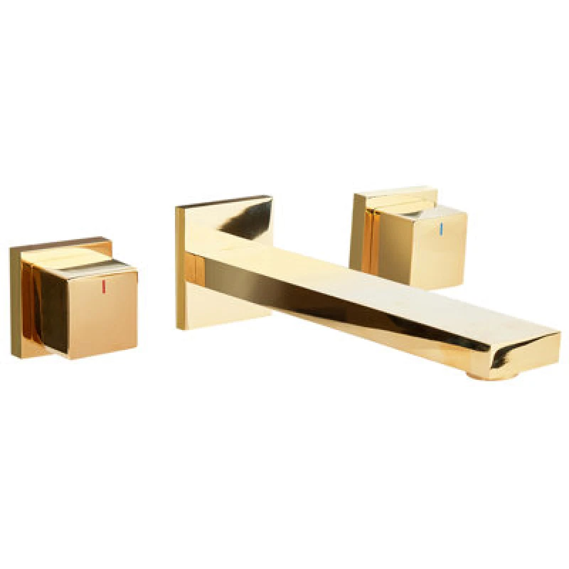 Image of Beliani Wall Mounted Basin Mixer Tap Pailon Brass Gold