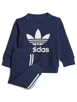 Image of Boys, adidas Originals Toddler Kids Adicolor Trefoil Crew Sweater Set - Dark Blue, Dark Blue, Size 3-6 Months