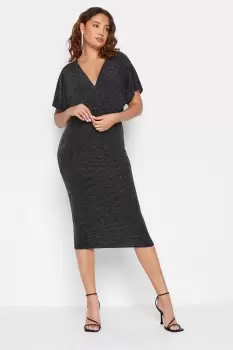 Image of Tall Glitter Midi Wrap Dress