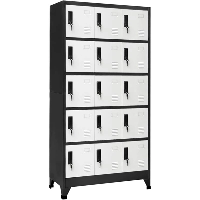 Image of VIDAXL Locker Cabinet Anthracite and White 90x40x180cm Steel Vidaxl 8720286701300