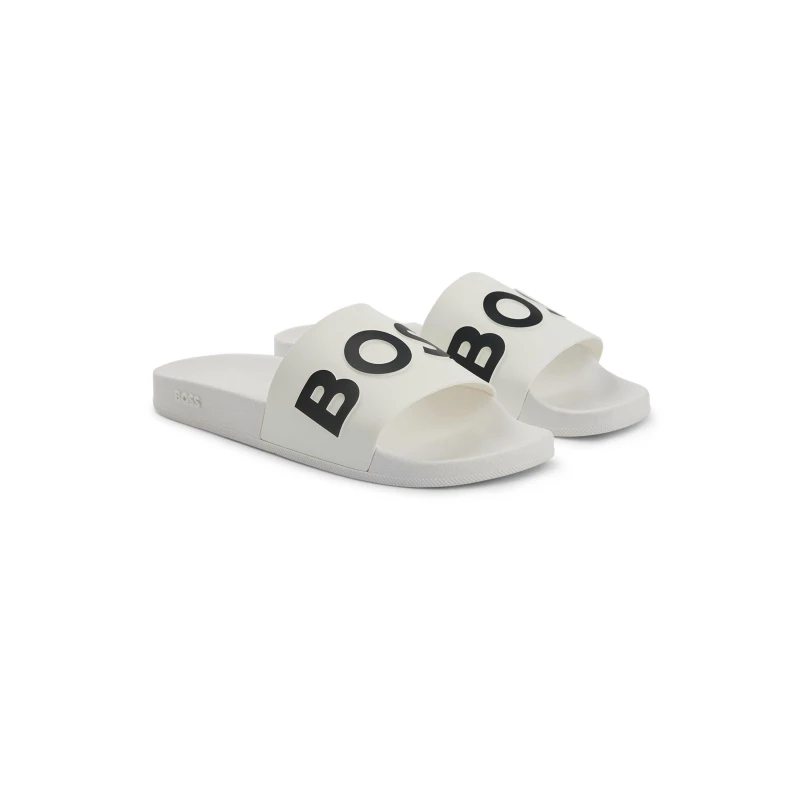 Image of Boss Kids Bay It Slide Pool Shoes Sandals White male 2.5 (35)