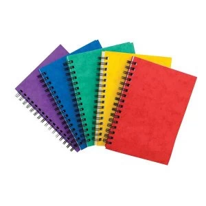 Image of Notebook A6 Side Wirebound 80gsm Ruled and Perforated 120pp Assorted Colours A Pack of 10