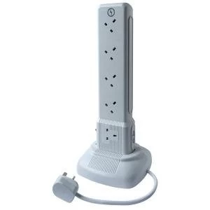 Image of Surge Protected 2m Multiple Socket Tower with 2 x USB Outlets ST10USB