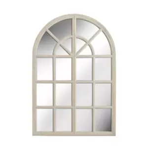 Image of Frances Large Rustic Wooden 20 Pane Arched Window Mirror 95 x 65cm - WHITE