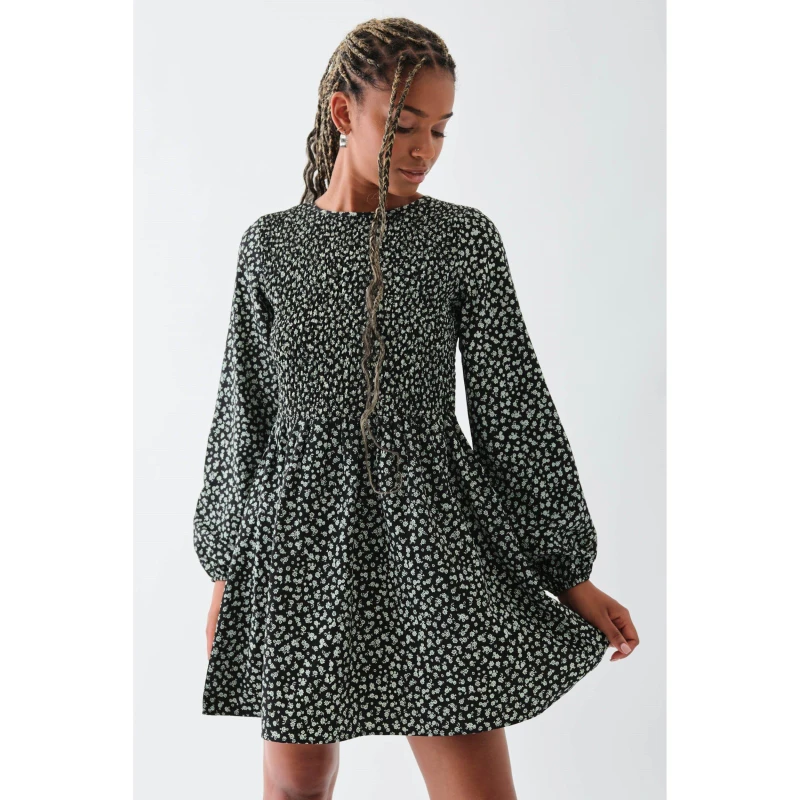 Image of Daisy Street Daisy Smock Dress - Black 8