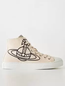 Image of Vivienne Westwood Plimsoll Orb High Top Canvas Trainers - Natural