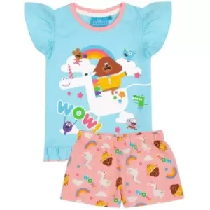Image of Hey Duggee Girls Unicorn Frill Pyjama Set (4-5 Years) (Blue/Pink)
