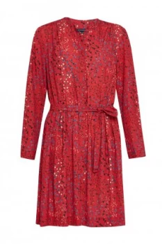 Image of French Connection Frances Drape Tie Waist Dress Red