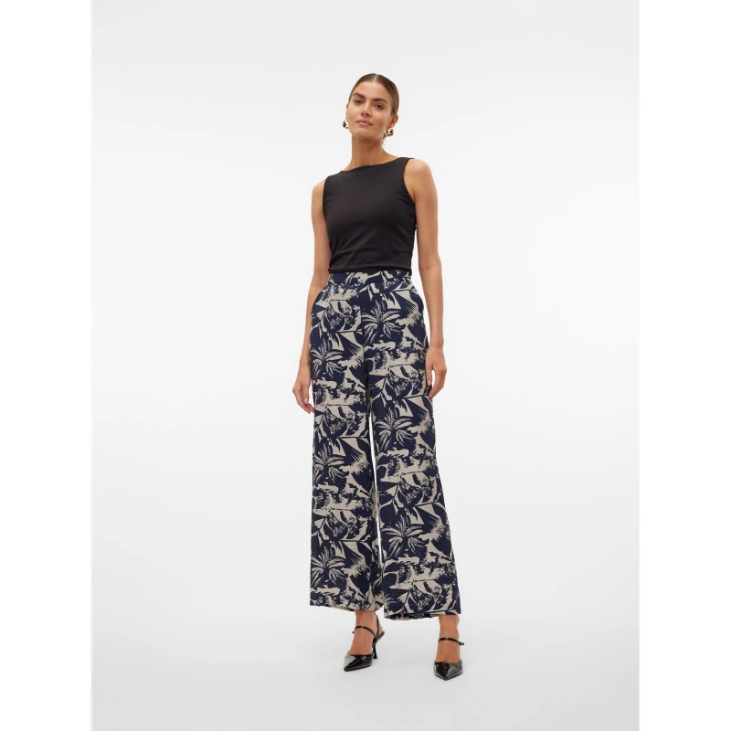 Image of Vero Moda High Rise Trousers - Blue Blue 8