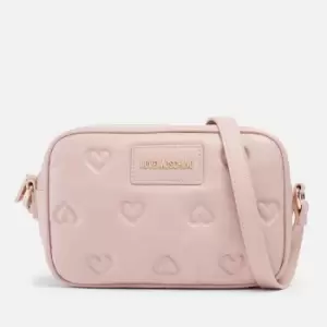 Image of Love Moschino Quilted Heart Faux Leather Camera Bag