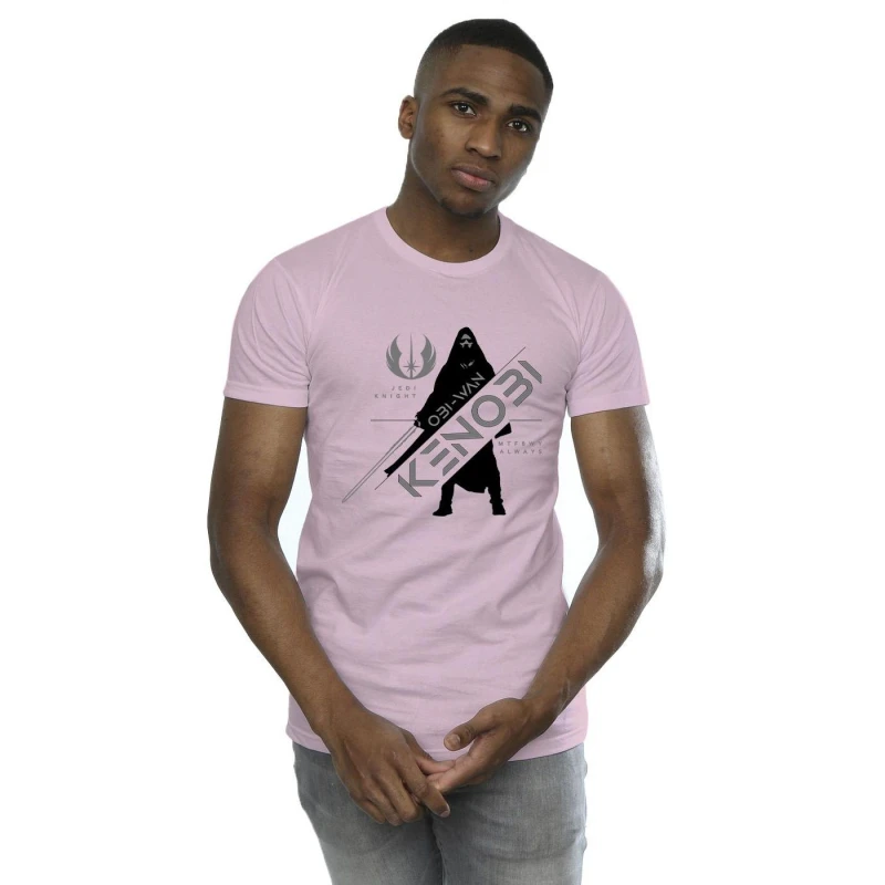 Image of Star Wars Star Wars Men Obi-Wan Kenobi Jedi Knight T-Shirt in Baby Pink Size: Small Baby Pink S Male 5059934429796