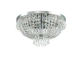 Image of Caesar 6 Light Ceiling Flush Light Chrome, Crystal, G9